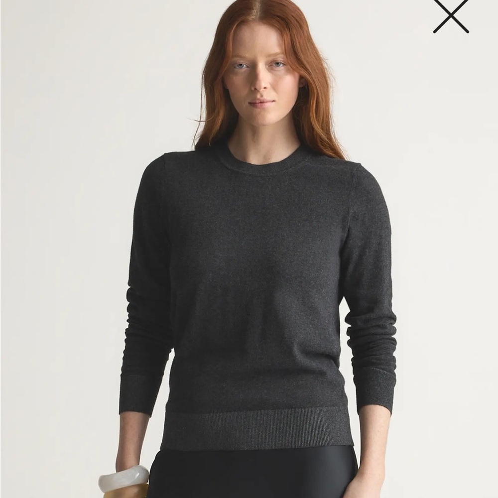 Quince grey lightweight cashmere/cotton blend sweater